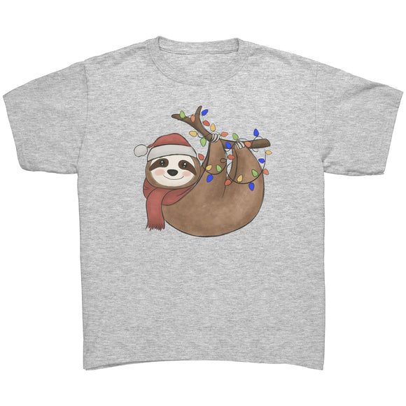 Cute SLOTH with Christmas Lights Youth T-Shirt