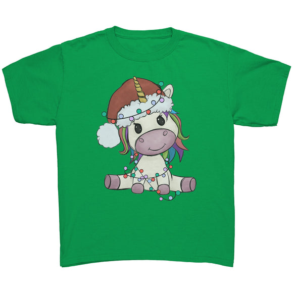 Cute UNICORN with Christmas Lights Youth T-Shirt