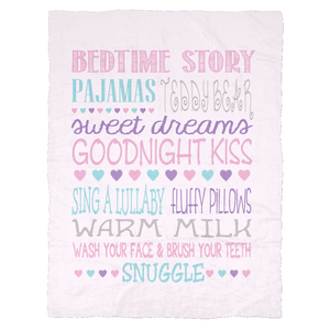Baby Girl / Little Girl Bedtime Routine Ultra Plush Fleece Blanket - J & S Graphics