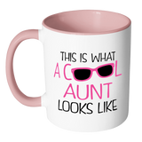 This is what a Cool Aunt Looks Like - Color Accent Coffee Mug - Choice of Color - J & S Graphics