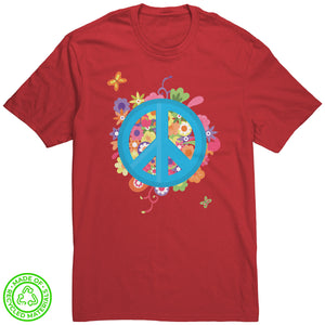 Floral Peace Sign 100% RECYCLED Fabric T-Shirt