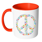 Floral Peace Sign Color Accent Coffee Mug - J & S Graphics