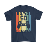 LEVEL 50 UNLOCKED 50th BIRTHDAY T-Shirt Gamer, Retro Look, Men's or Women's