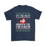 Ugly Christmas Sweater T-SHIRT Wonderful Time for a Beer, Santa T-Shirt
