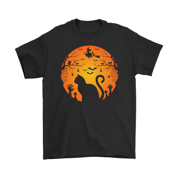 HALLOWEEN Black Cat Witch and Moon Unisex T-Shirt