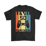 LEVEL 50 UNLOCKED 50th BIRTHDAY T-Shirt Gamer, Retro Look, Men's or Women's