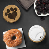 PAW Heart Print 4pc Set of Cork Coasters, Love Dogs, Love Cats