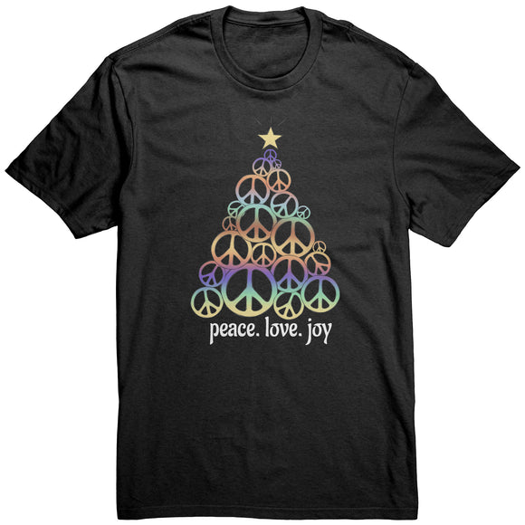 PEACE LOVE JOY Peace Sign Christmas Tree T-Shirt