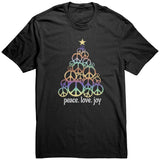 PEACE LOVE JOY Peace Sign Christmas Tree T-Shirt