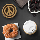PEACE Sign 4pc Set of Cork Coasters, Peace and Love