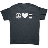 Peace Love Coffee Unisex short sleeve t-shirt