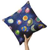 Smiling Planets Blue Galaxy KIDS ROOM Pillows and Pillow Covers