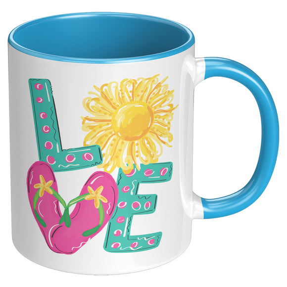 Summer LOVE Flip Flops 11oz Color Accent COFFEE MUG
