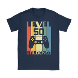 LEVEL 50 UNLOCKED 50th BIRTHDAY T-Shirt Gamer, Retro Look, Men's or Women's