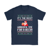 Ugly Christmas Sweater T-SHIRT Wonderful Time for a Beer, Santa T-Shirt