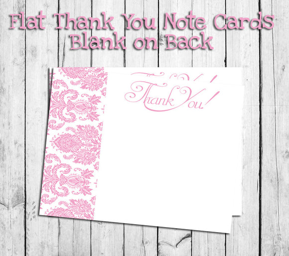 PINK DAMASK THANK YOU Note CARDS, Digital Printable, Instant Download - J & S Graphics