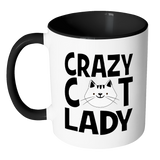CRAZY CAT LADY Color Accent Coffee Mug Choice of Accent color - J & S Graphics