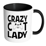 CRAZY CAT LADY Color Accent Coffee Mug Choice of Accent color - J & S Graphics