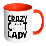 CRAZY CAT LADY Color Accent Coffee Mug Choice of Accent color - J & S Graphics