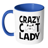 CRAZY CAT LADY Color Accent Coffee Mug Choice of Accent color - J & S Graphics