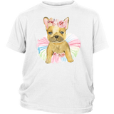 Adorable French Bulldog in TuTu, Frenchie Youth Child T-Shirt