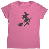 Witch on Broom Silhouette Halloween Women's T-Shirt