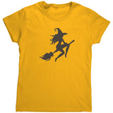 Witch on Broom Silhouette Halloween Women's T-Shirt
