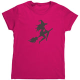 Witch on Broom Silhouette Halloween Women's T-Shirt