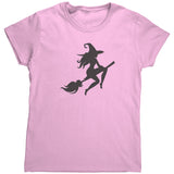 Witch on Broom Silhouette Halloween Women's T-Shirt