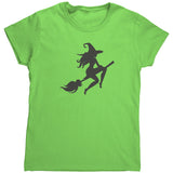 Witch on Broom Silhouette Halloween Women's T-Shirt