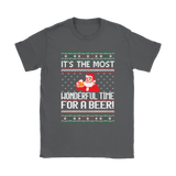 Ugly Christmas Sweater T-SHIRT Wonderful Time for a Beer, Santa T-Shirt