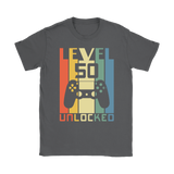 LEVEL 50 UNLOCKED 50th BIRTHDAY T-Shirt Gamer, Retro Look, Men's or Women's