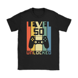 LEVEL 50 UNLOCKED 50th BIRTHDAY T-Shirt Gamer, Retro Look, Men's or Women's