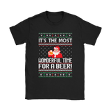 Ugly Christmas Sweater T-SHIRT Wonderful Time for a Beer, Santa T-Shirt