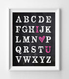 ABC I LOVE YOU Faux Chalkboard Background Nursery Wall Decor, Instant Download - J & S Graphics