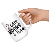 CATS, BOOKS and TEA Coffee Mug 11 oz or 15 oz