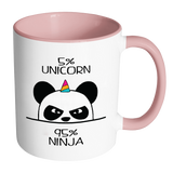 Unicorn Ninja Panda - Accent Coffee Mug - Choice of Accent color - J & S Graphics
