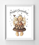ANGEL CROSSING Typography Prim Wall Decor Art, Instant Download - J & S Graphics