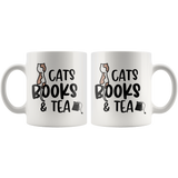 CATS, BOOKS and TEA Coffee Mug 11 oz or 15 oz