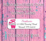 Ballerina Name Monogram Return Address Labels, Personalized