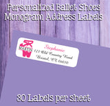 Ballerina Name Monogram Return Address Labels, Personalized