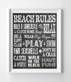 BEACH RULES Beach House Design Wall Decor, Instant Download - J & S Graphics