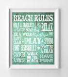 BEACH RULES Beach House Design Wall Decor, Instant Download - J & S Graphics