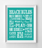 BEACH RULES Beach House Design Wall Decor, Instant Download - J & S Graphics
