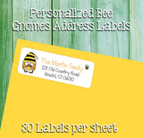 Bumble Bee Garden Gnomes Labels, Property of, Address Labels, Sets of 30 Personalized Labels