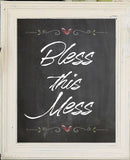 BLESS THIS MESS Faux Chalkboard Design Wall Decor, Instant Download - J & S Graphics