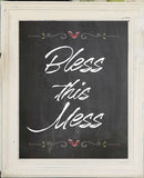 BLESS THIS MESS 8x10 Faux Chalkboard Design Wall Art Poster PRINT - J & S Graphics