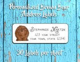 Big Cute BROWN BEAR Address Labels, Personalized - J & S Graphics