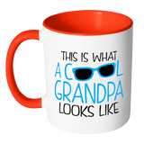 THIS IS WHAT A COOL GRANDPA LOOKS LIKE Color Accent Coffee Mug - J & S Graphics