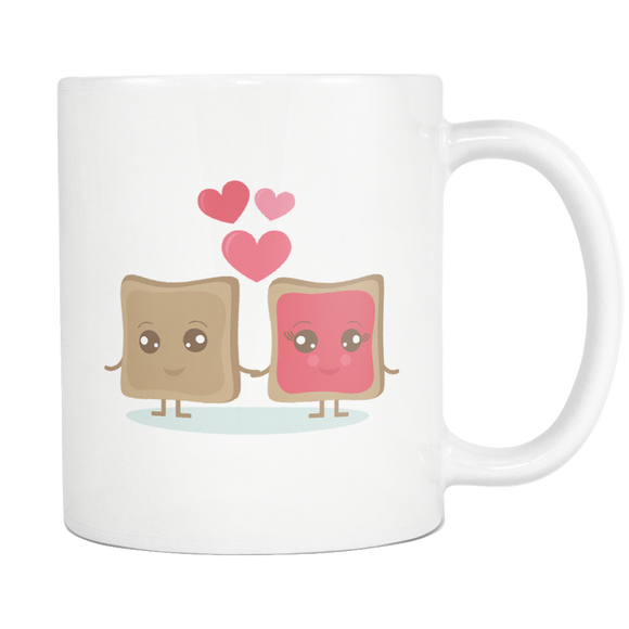 PEANUT BUTTER and JELLY in Love 11oz White Ceramic Coffee Mug - J & S Graphics